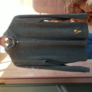 Disney Grey Christmas Pooh Zipper Pullover Sz L
